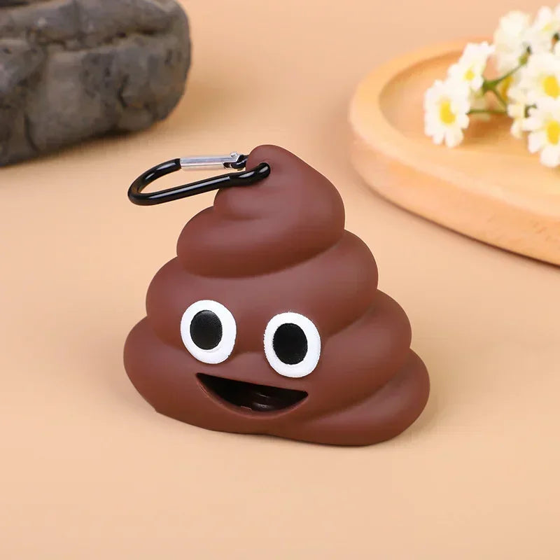 Portable Dog Poop Bags Dispenser Holder Shit-shaped Trash Sack Case Carrier Outdoor Garbage Storage Box for Pet Faeces Cleaning