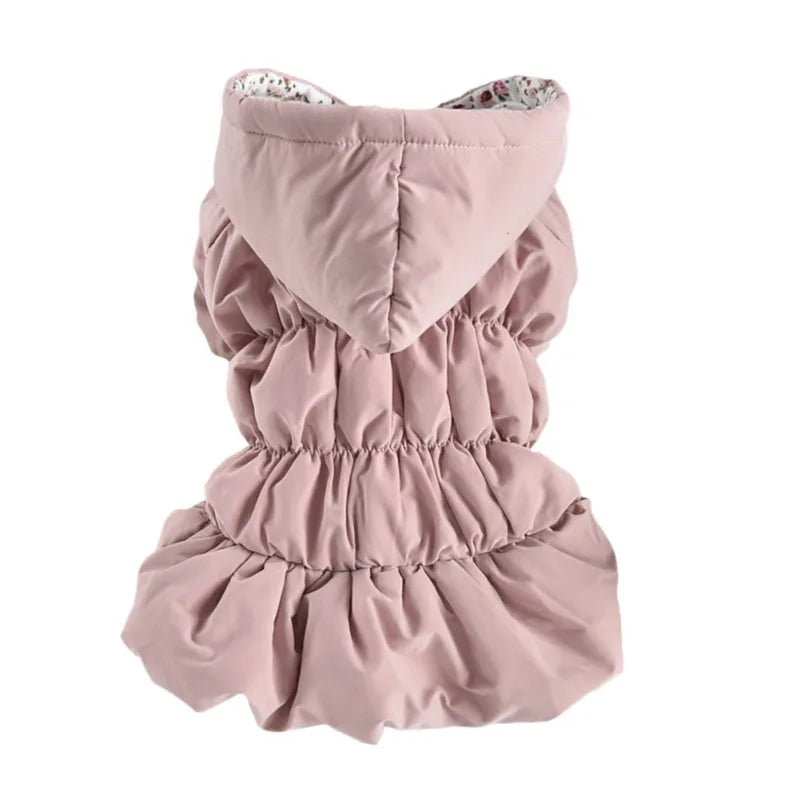 Dog Pet Super Warm Dress Winter Puppy Pet Dog Coats Princess Floral Bubble Skirt Dog Cat Hooded Chihuahua Yorkie Clothing