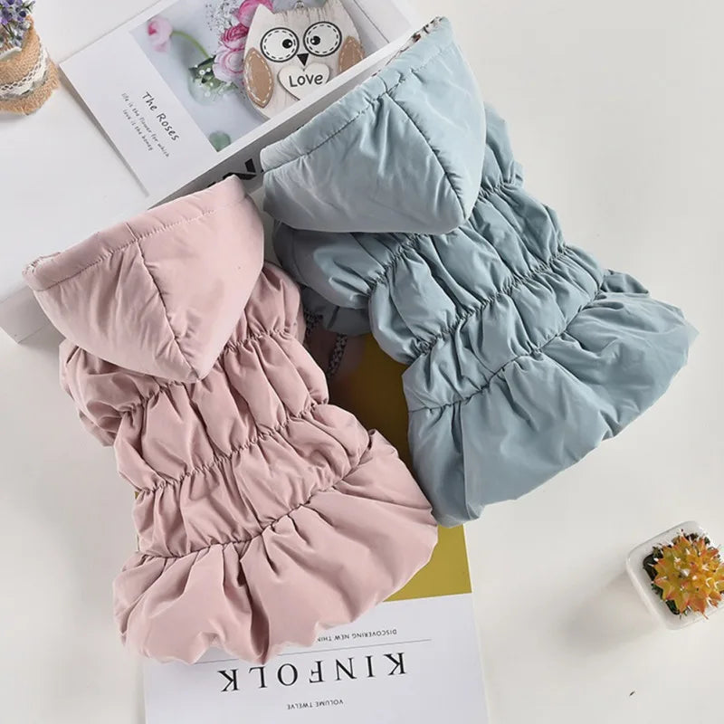 Dog Pet Super Warm Dress Winter Puppy Pet Dog Coats Princess Floral Bubble Skirt Dog Cat Hooded Chihuahua Yorkie Clothing