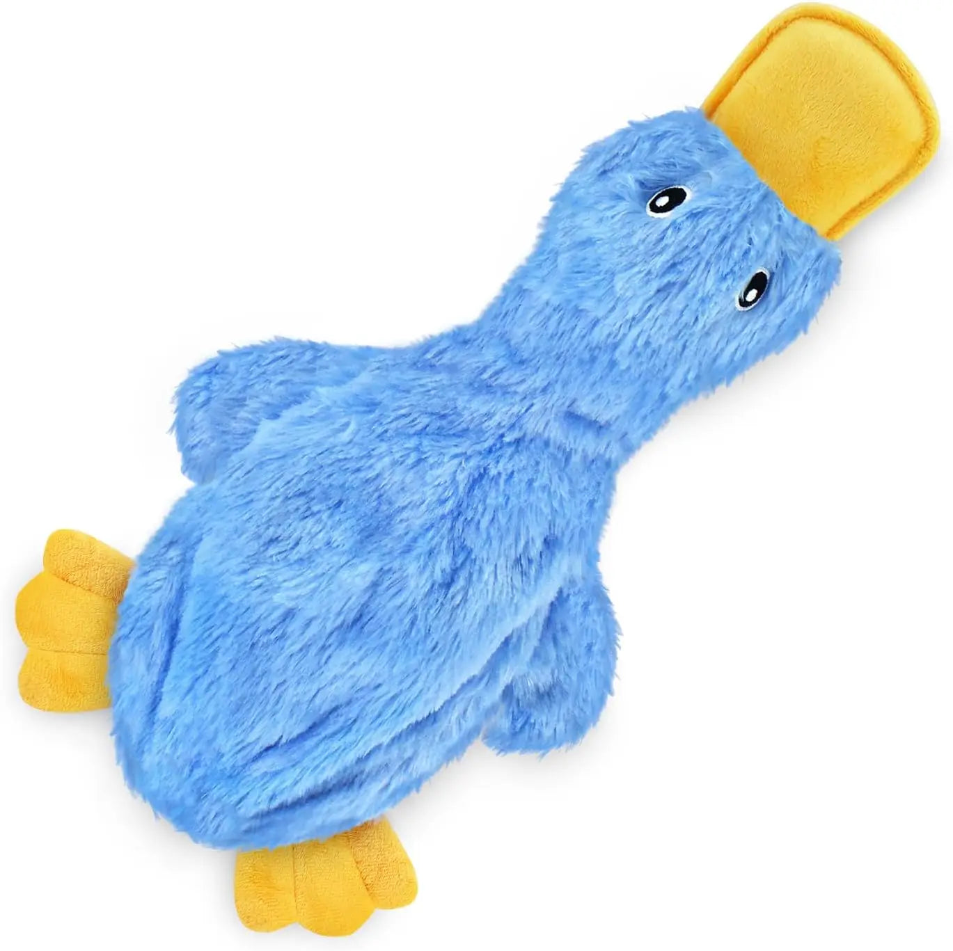 Interactive squeaky dog chew toy, crinkle duck, blue, large, durable for small, medium & large chewers and fetch lovers