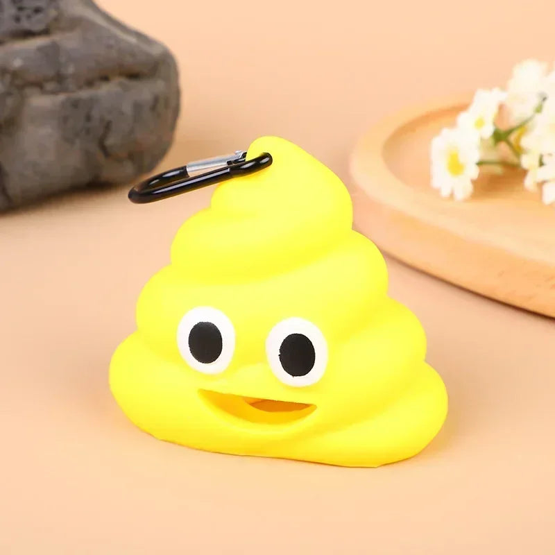 Portable Dog Poop Bags Dispenser Holder Shit-shaped Trash Sack Case Carrier Outdoor Garbage Storage Box for Pet Faeces Cleaning