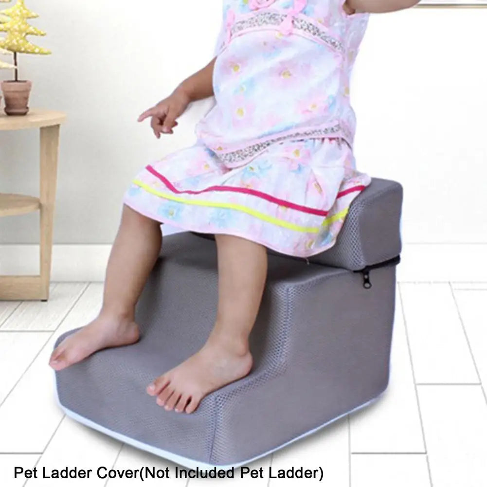 3 Steps Stairs Pet Ladder Cover Faux Leather Mesh Breathable Pet Steps Stairs Case Anti-slip Puppy Climbing Ladder Case Cover