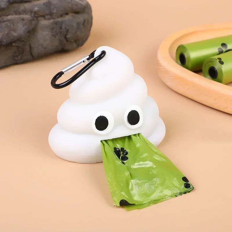 Portable Dog Poop Bags Dispenser Holder Shit-shaped Trash Sack Case Carrier Outdoor Garbage Storage Box for Pet Faeces Cleaning