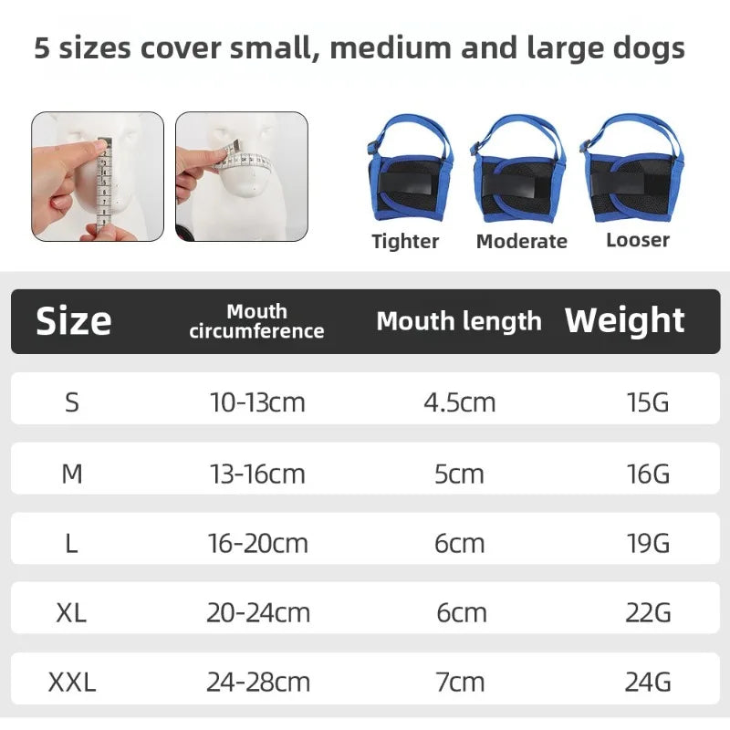 Dog Muzzle Puppy and Large Anti Barking Adjustable Anti-biting Mesh Breathable Soft Pet Mouth Cover Straps For Dog Supplies