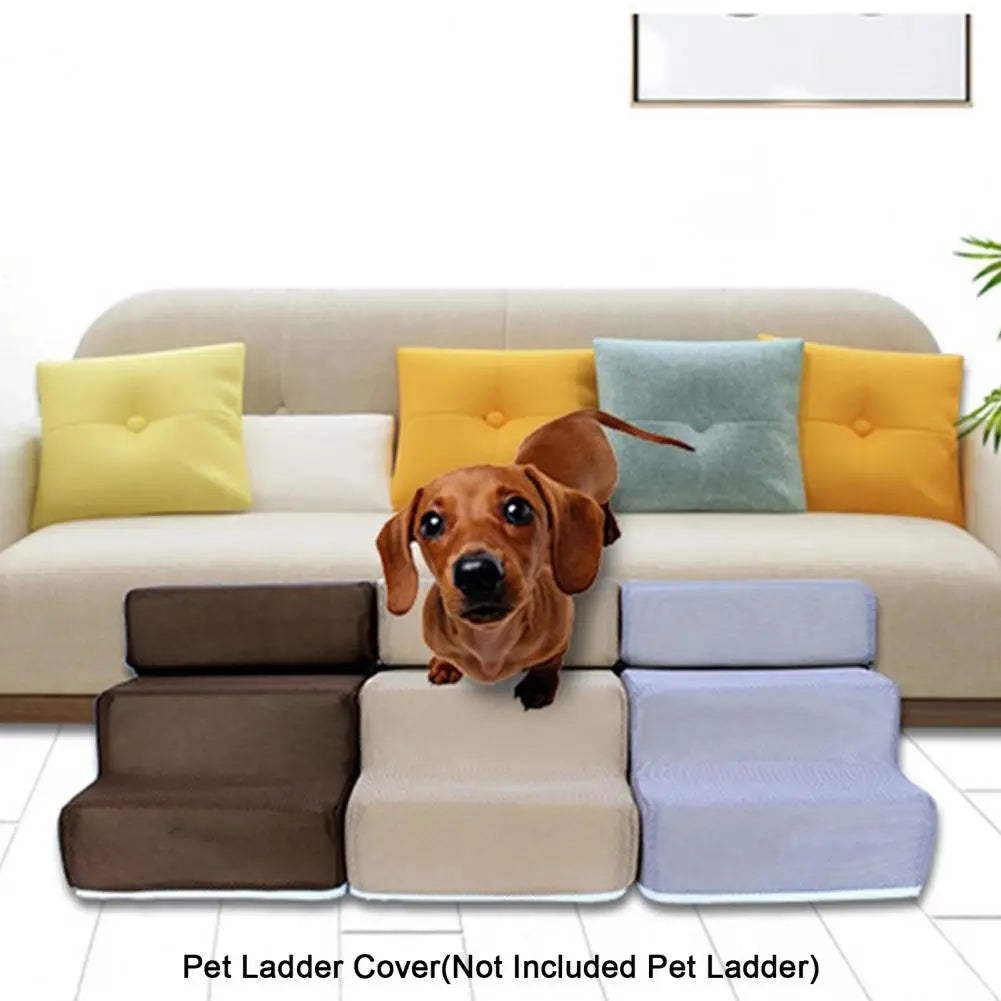 3 Steps Stairs Pet Ladder Cover Faux Leather Mesh Breathable Pet Steps Stairs Case Anti-slip Puppy Climbing Ladder Case Cover
