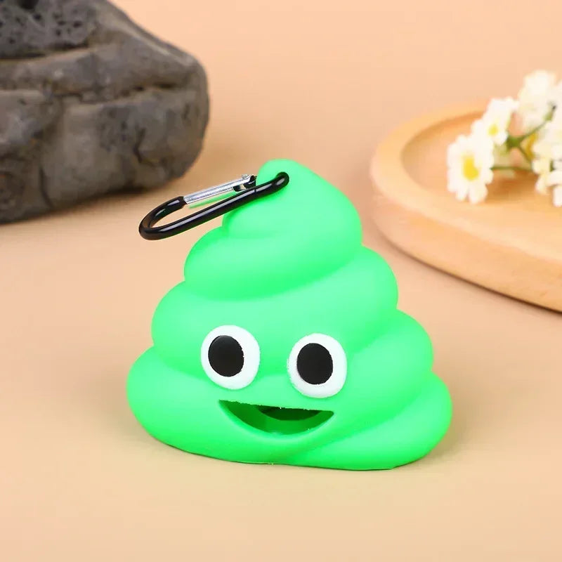 Portable Dog Poop Bags Dispenser Holder Shit-shaped Trash Sack Case Carrier Outdoor Garbage Storage Box for Pet Faeces Cleaning
