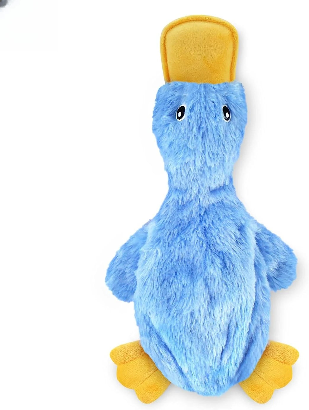 Interactive squeaky dog chew toy, crinkle duck, blue, large, durable for small, medium & large chewers and fetch lovers